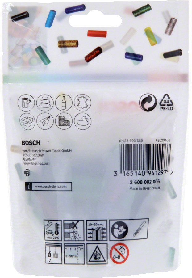 фото Стержень клеевой Bosch Gluey, с блестками, цвет: мультиколор, 70 шт