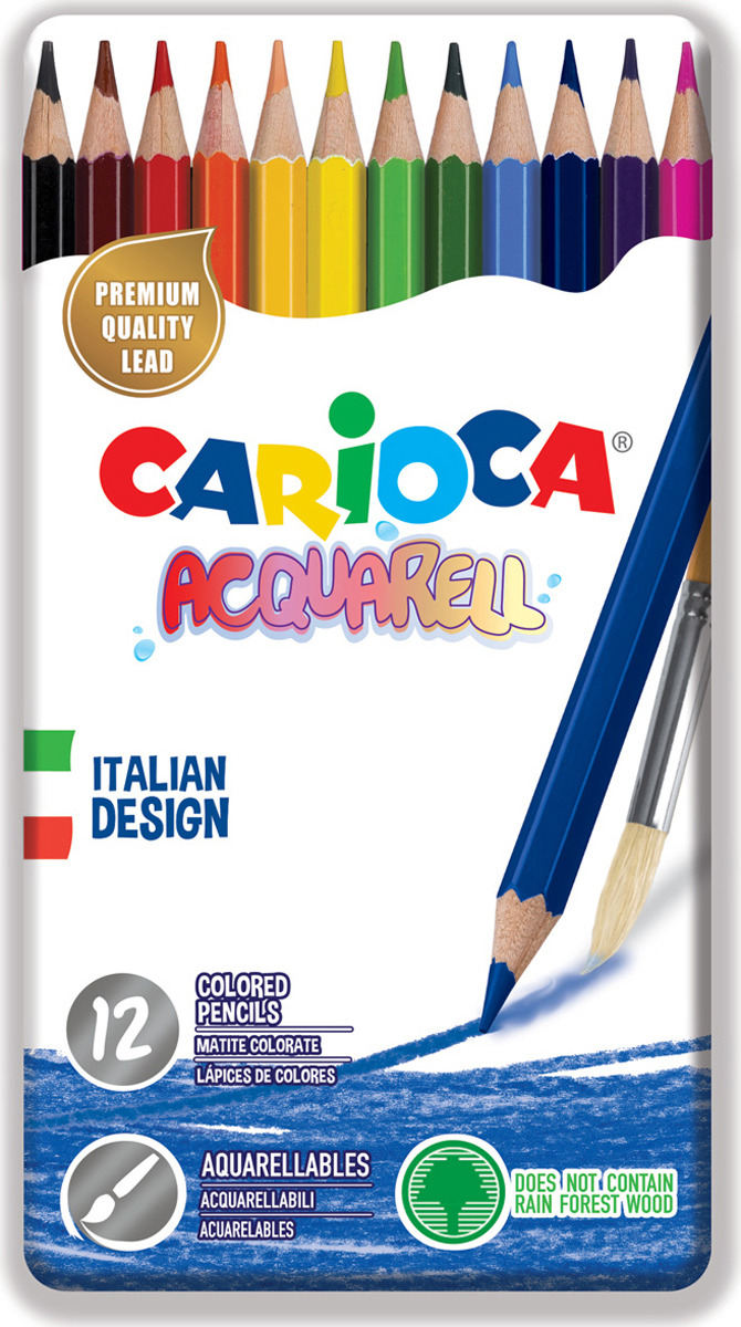 фото Набор цветных карандашей Carioca Acquarell, с эффектом акварельных красок, 12 цветов