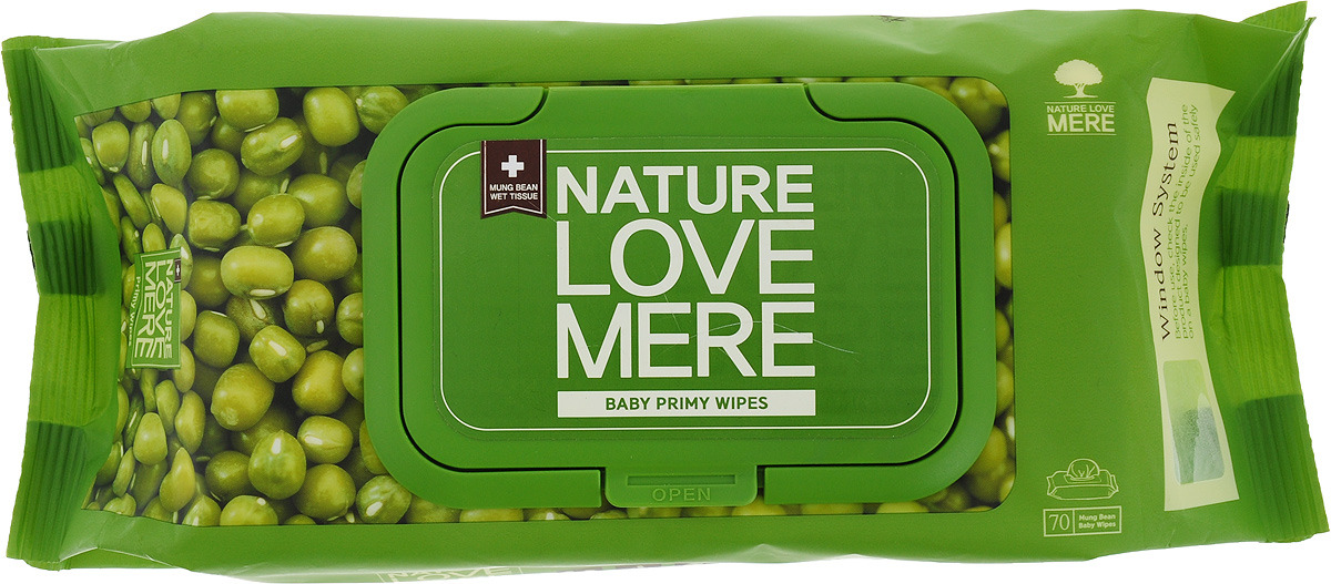 Nature Love Mere Влажные салфетки детские Mung Bean Wet Tissue 70 шт