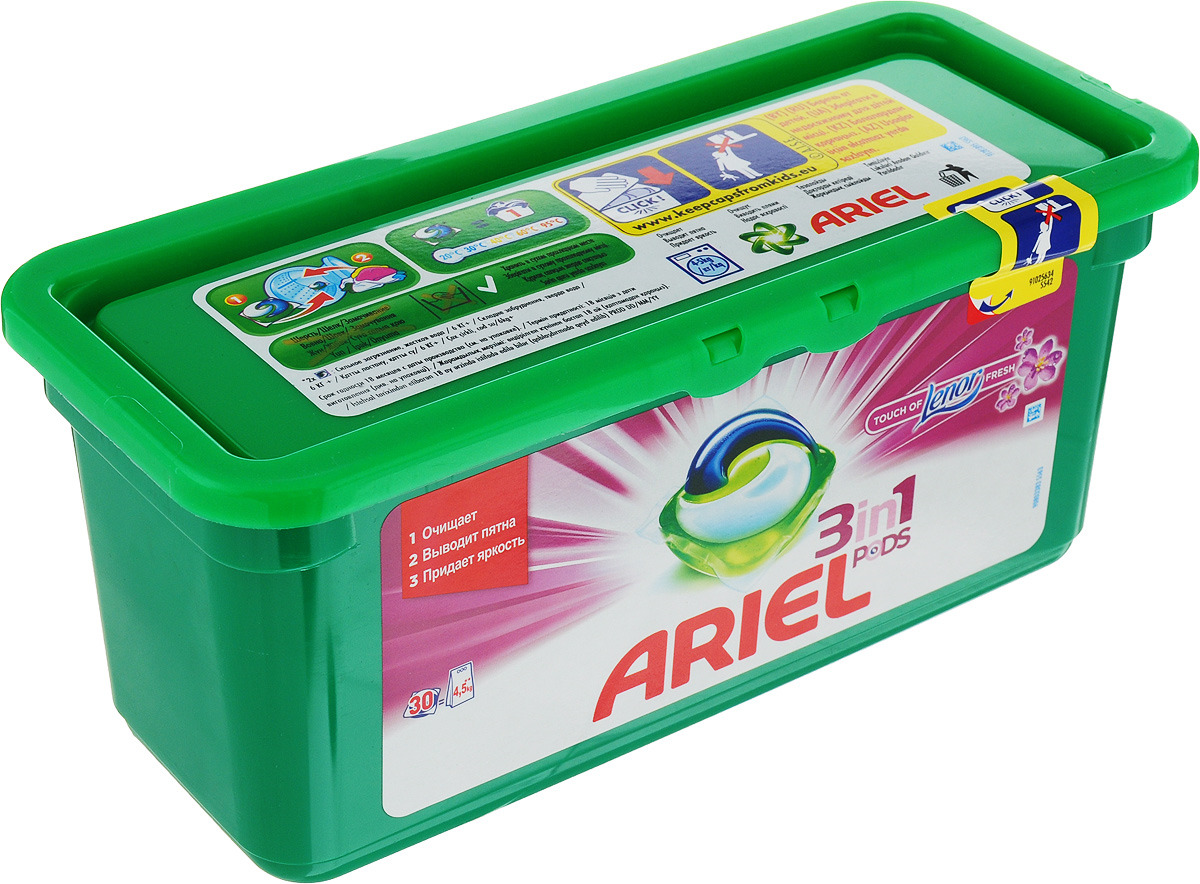 фото Гель в капсулах Ariel "Touch of Lenor Fresh", 3 в 1, 30 шт