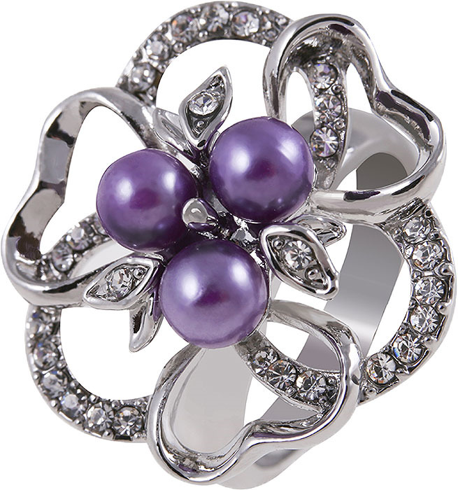 фото Кольцо женское Teosa, цвет: серебристый, фиолетовый. Размер 18. 29-Prl-S-OUR