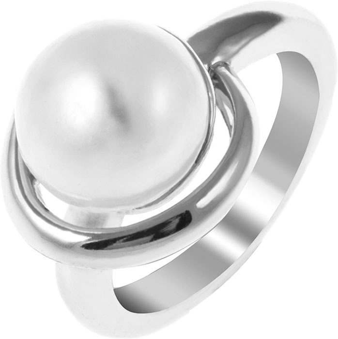 фото Кольцо женское Teosa, цвет: серебристый, белый. Размер 19. 53-Prl-S-OUR