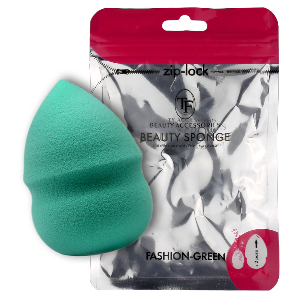 фото Спонж TF Accuracy sponge, FASHION-GREEN, каплевидной формы для нанесения макияжа