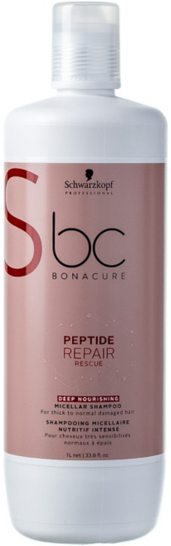 фото Шампунь для волос интенсивный питательный мицеллярный Schwarzkopf Professional Bonacure "Peptide Repair Rescue", 1 л