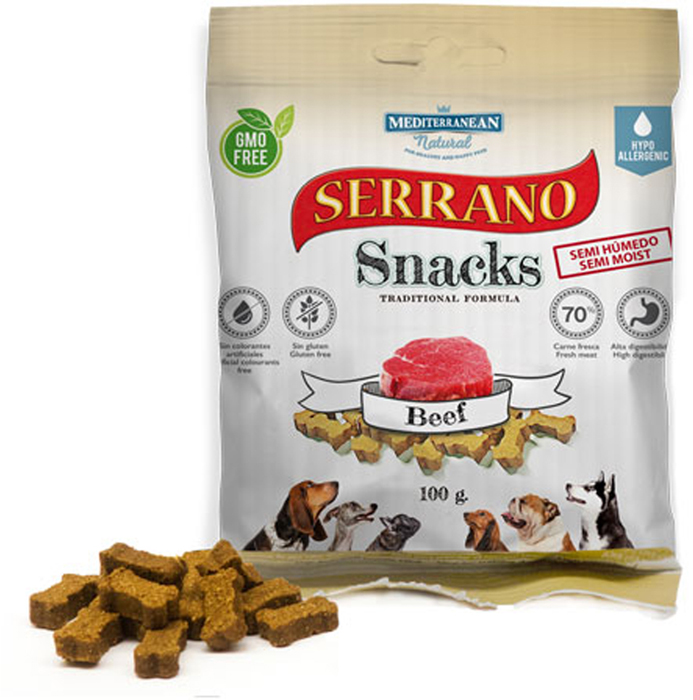 фото Лакомство для собак Mediterranean Serrano Snacks, снеки из говядины, 100 г