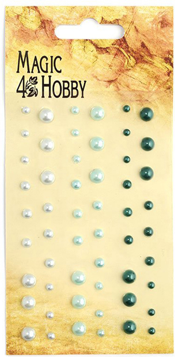 Полужемчужины Magic 4 Hobby, клеевые, цвет: мятный, зеленый, 4, 6 мм, 54 шт