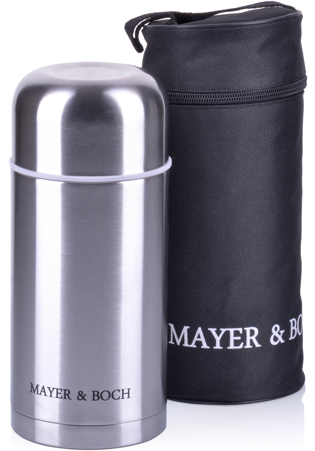 фото Термос Mayer & Boch, с чехлом, цвет: серебристый, объем 1 л