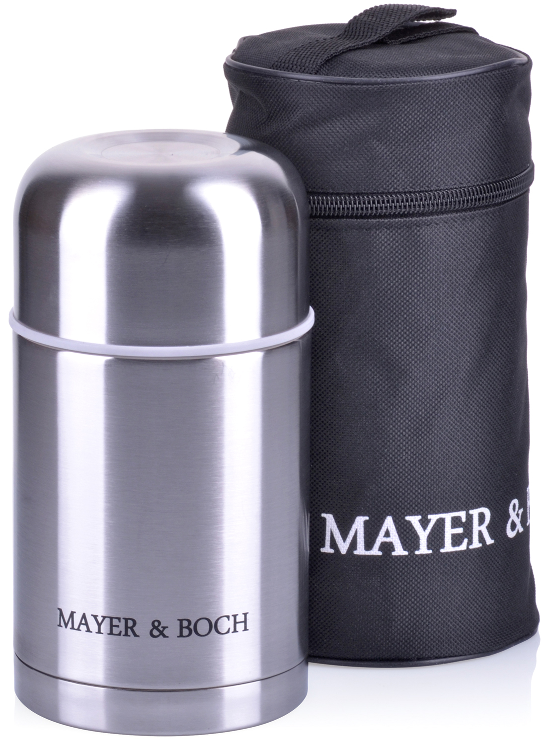 фото Термос Mayer & Boch, с чехлом, цвет: серебристый, объем 0,6 л