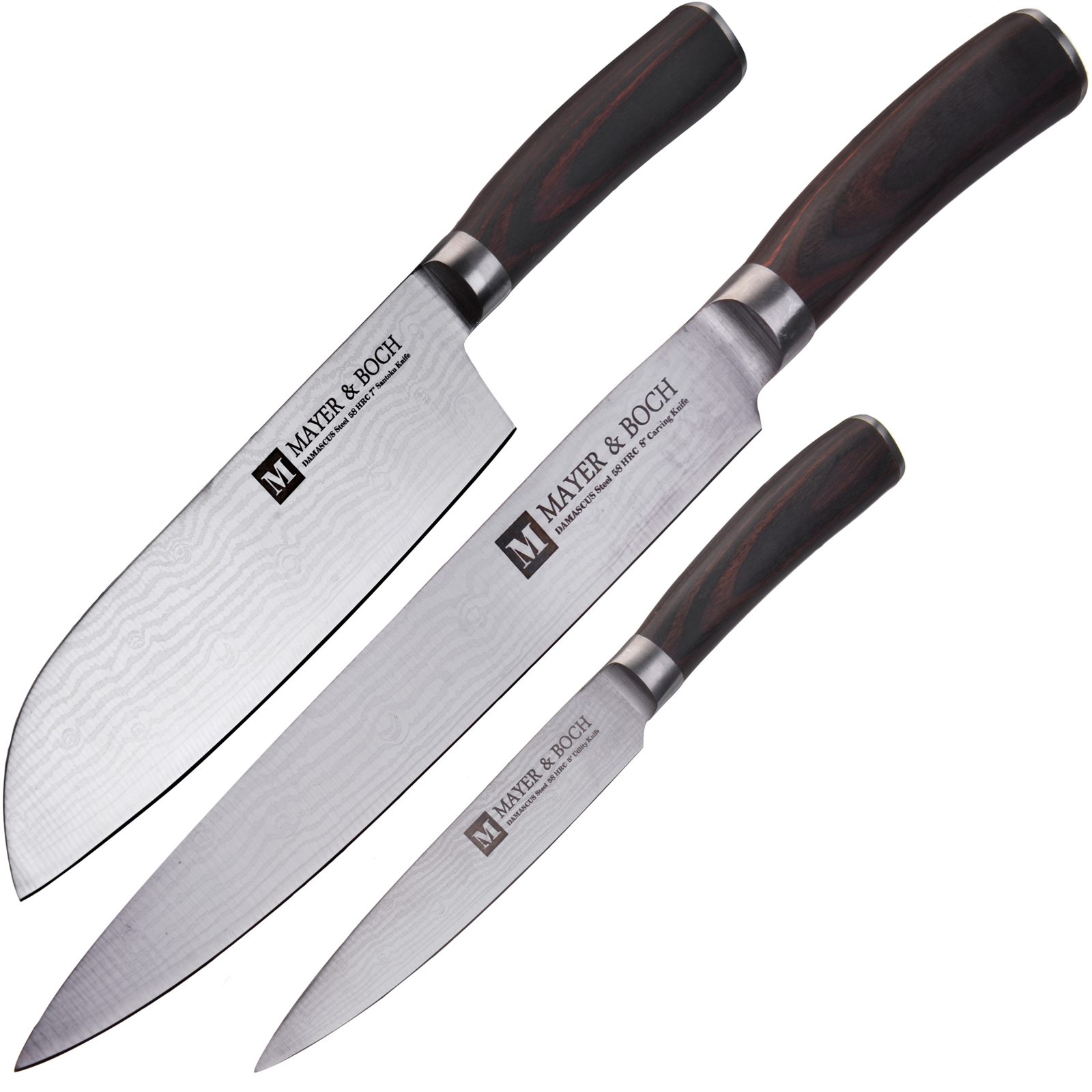 Набор ножей Mayer & Boch, цвет: серебристый, коричневый, 3 шт. 28001