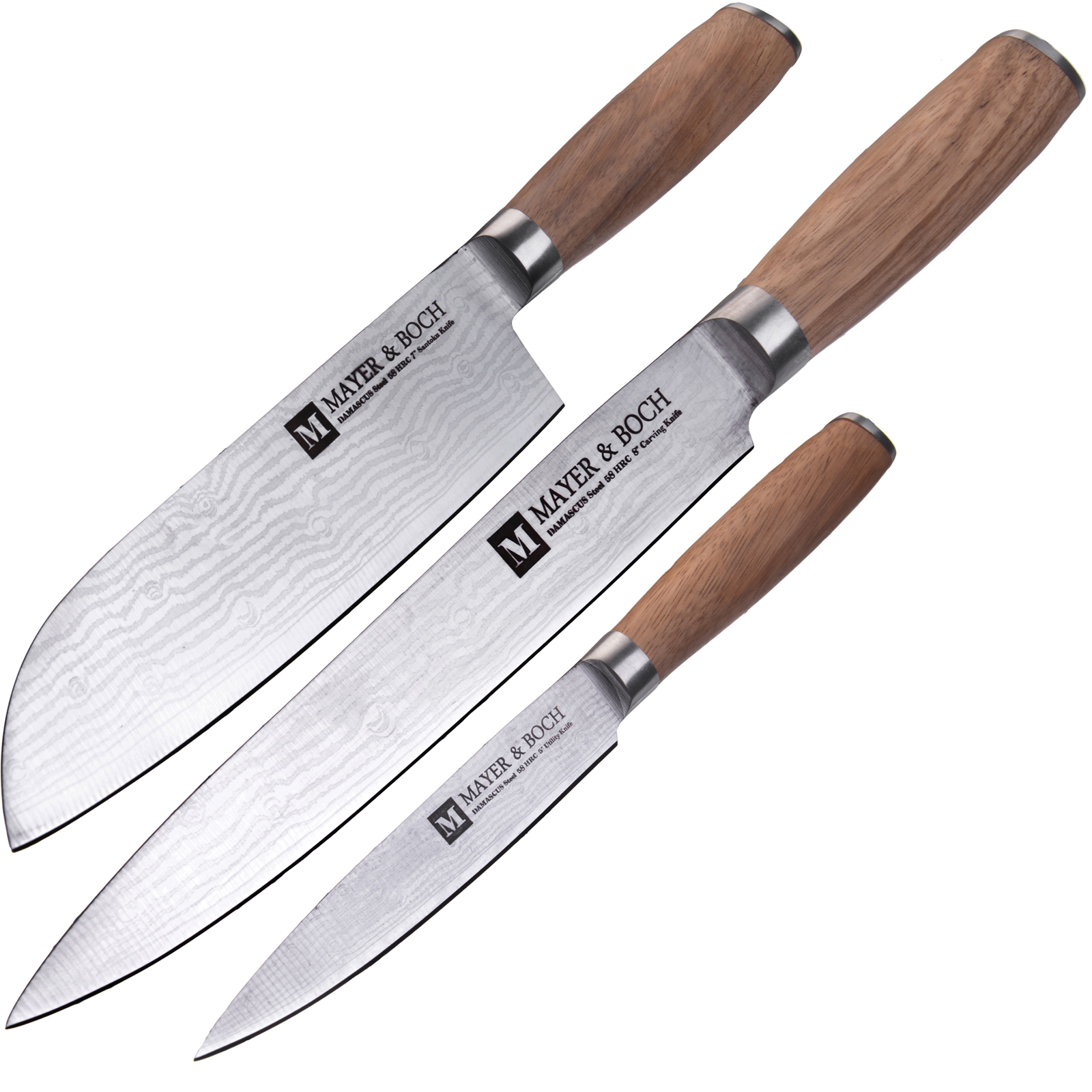 Набор ножей Mayer & Boch, цвет: серебристый, коричневый, 3 шт