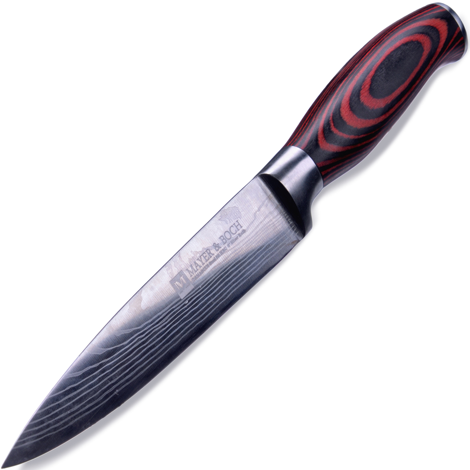 фото Нож разделочный Mayer & Boch Domascus, цвет: красный, черный, серебристый, длина лезвия 15,5 см
