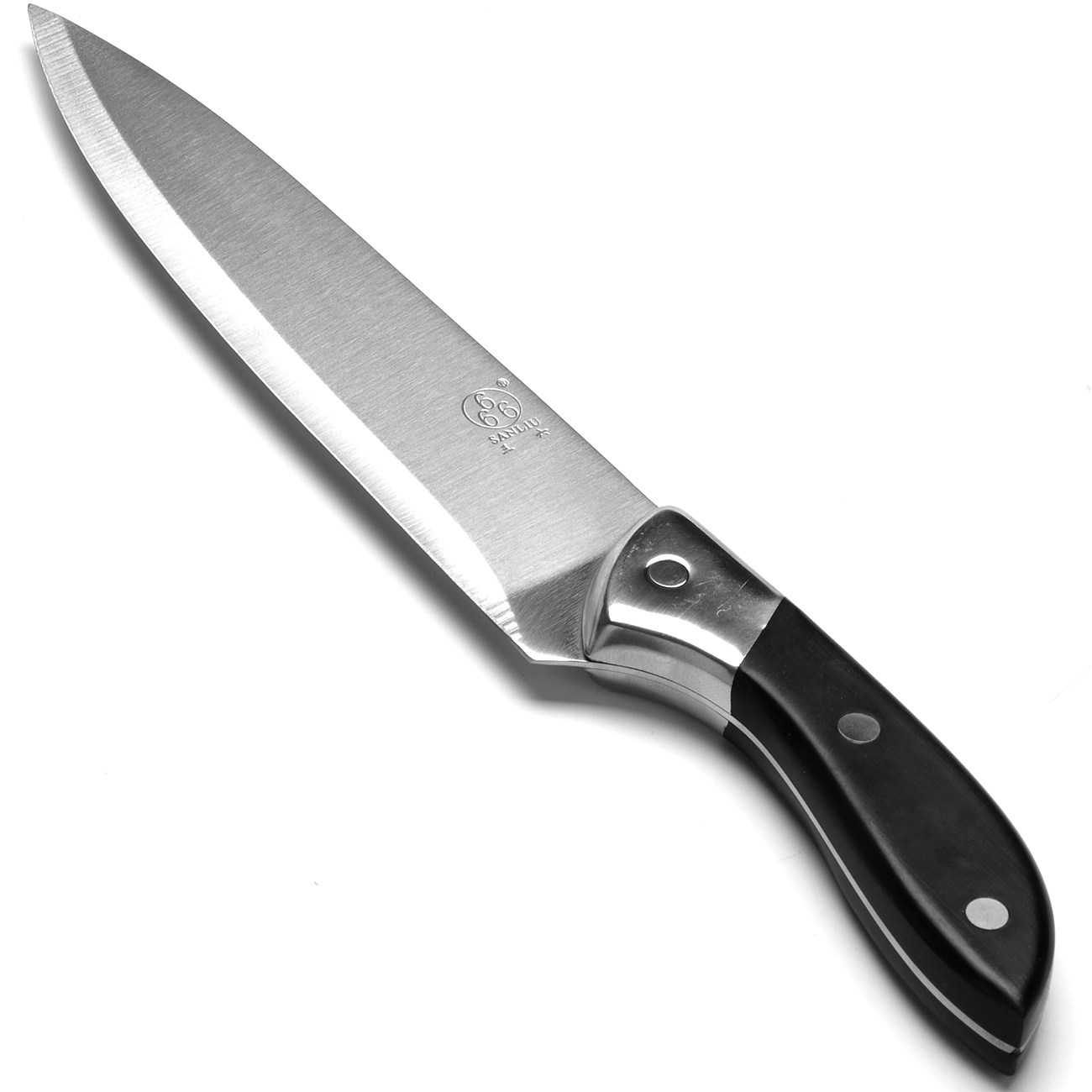 фото Нож Шеф, цвет: серебристый, черный, длина лезвия 20,2 см Sanliu 666