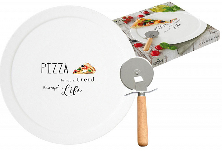 фото Набор для пиццы Easy Life Kitchen Elements: блюдо, диаметр 36 см + нож. EL-R1919/KITE