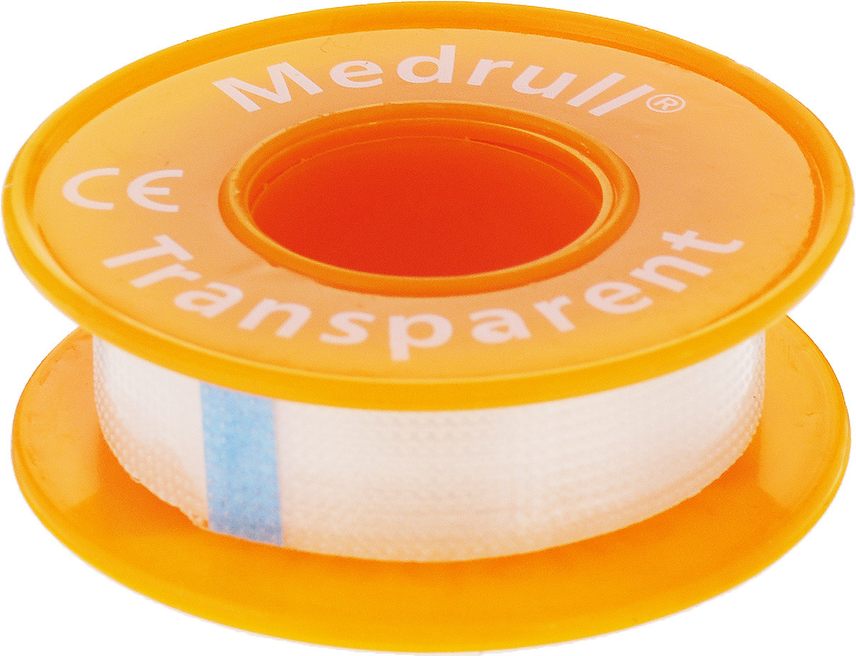 Полимерная основа. Medrull пластырь рулонный. Лейк. Рулонный Medrull transparent 1.25см x 500см.