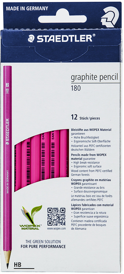 Набор чернографитовых карандашей Staedtler Wopex HB, цвет корпуса: розовый, 12 шт Набор чернографитовых карандашей Staedtler Wopex HB, цвет корпуса: розовый, 12 шт