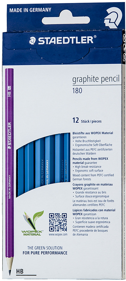 Набор чернографитовых карандашей Staedtler Wopex HB, цвет корпуса: голубой, 12 шт Набор чернографитовых карандашей Staedtler Wopex HB, цвет корпуса: голубой, 12 шт
