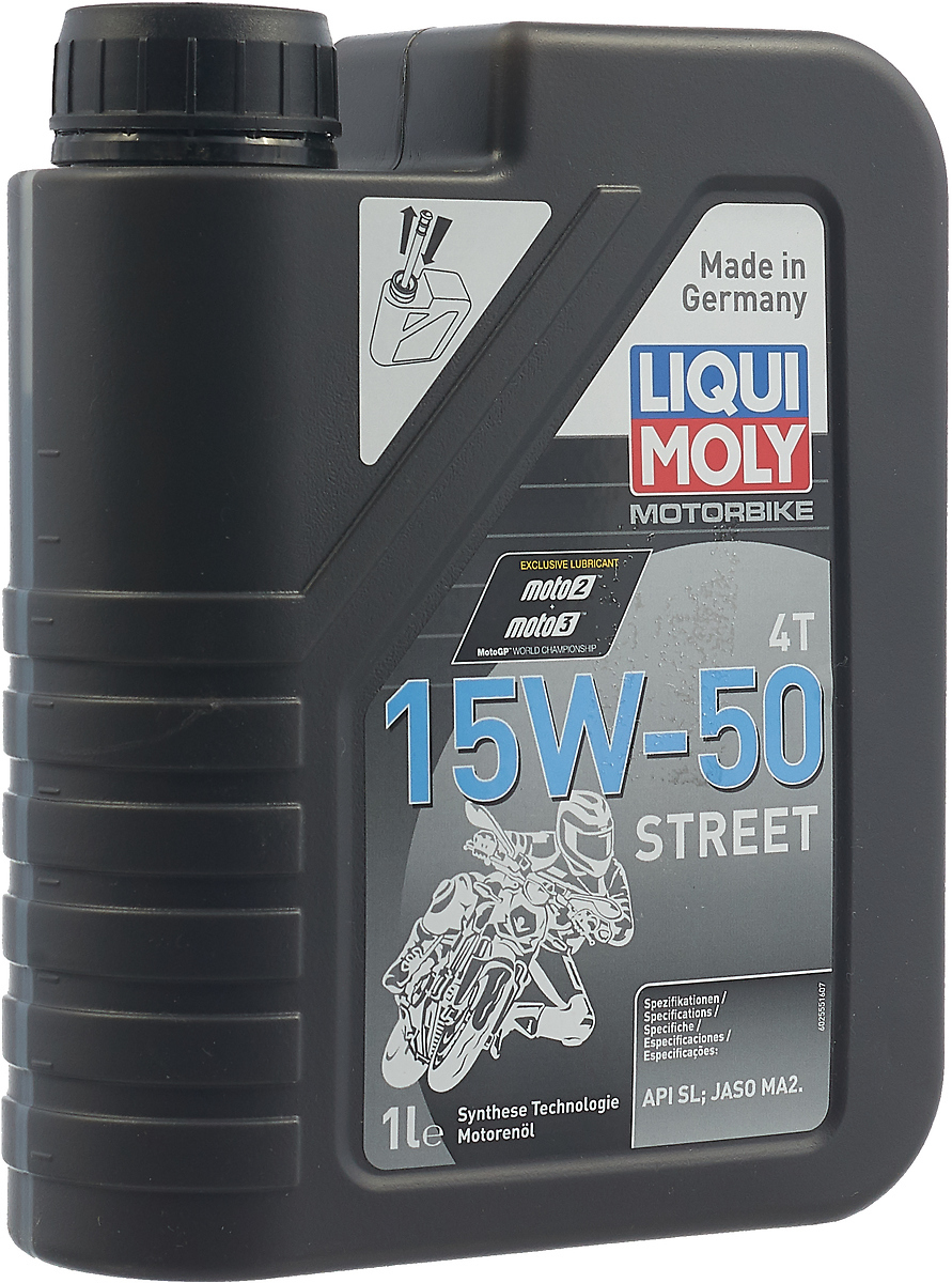 фото Масло моторное Liqui Moly "Motorbike 4T Street", НС-синтетическое, 15W-50, 1 л