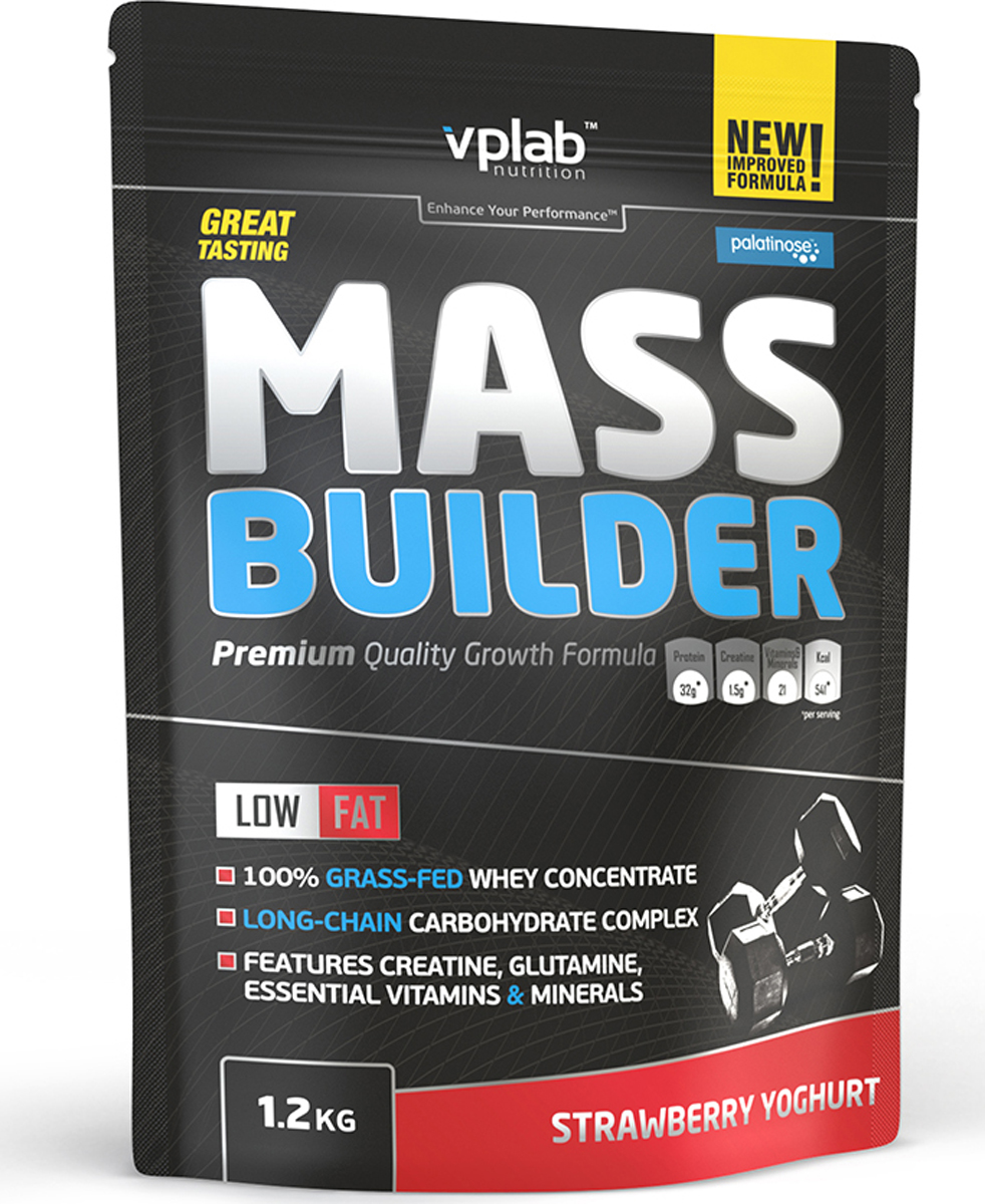 фото Гейнер VPLab "Mass Builder", клубника, 1,2 кг Vplab nutrition