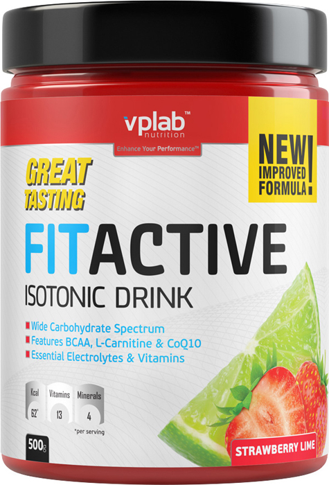 фото Изотоник Vplab "FitActive", клубника, лайм, 500 г Vplab nutrition