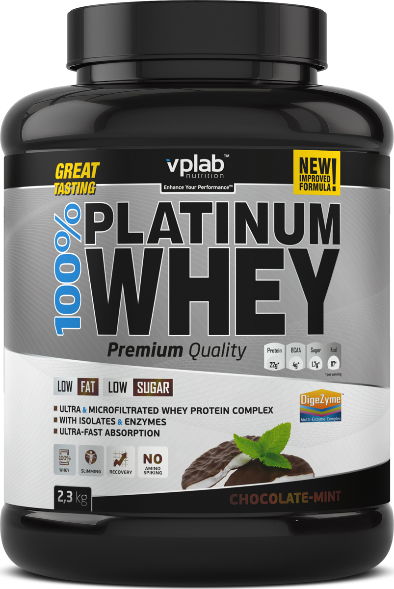фото Протеин сывороточный Vplab "Platinum Whey", шоколад и мята, 2,3 кг Vplab nutrition