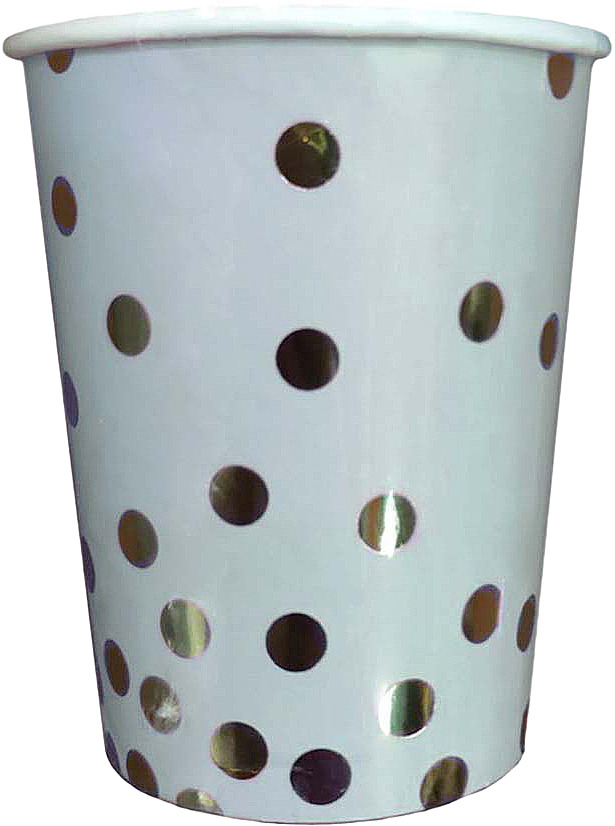 фото Стакан Голубой с серебряными кружочками из ламинированного картона, объем 250 мл, 6 шт в наборе / 7,8x7,8x12,8см арт.79283 Magic home