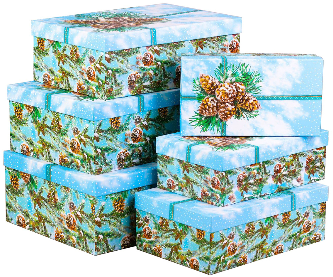 фото Набор коробок подарочных Дарите Счастье "Зимний лес. 6 в 1", 6 шт