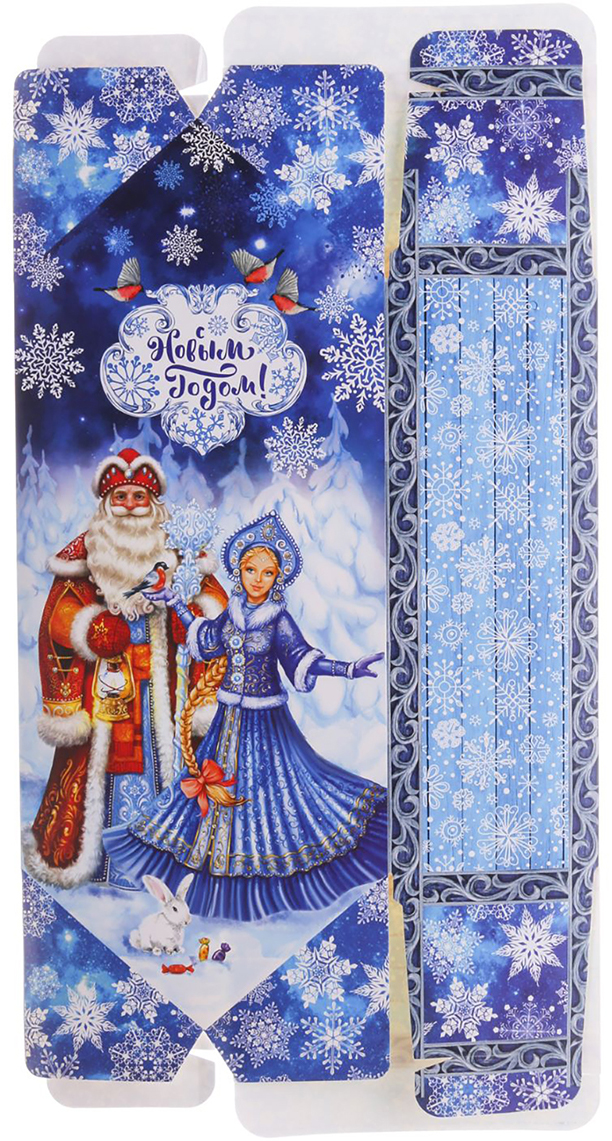 фото Коробка-конфета подарочная Дарите Счастье "Дед Мороз и Снегурочка", сборная, 18 х 28 х 10 см