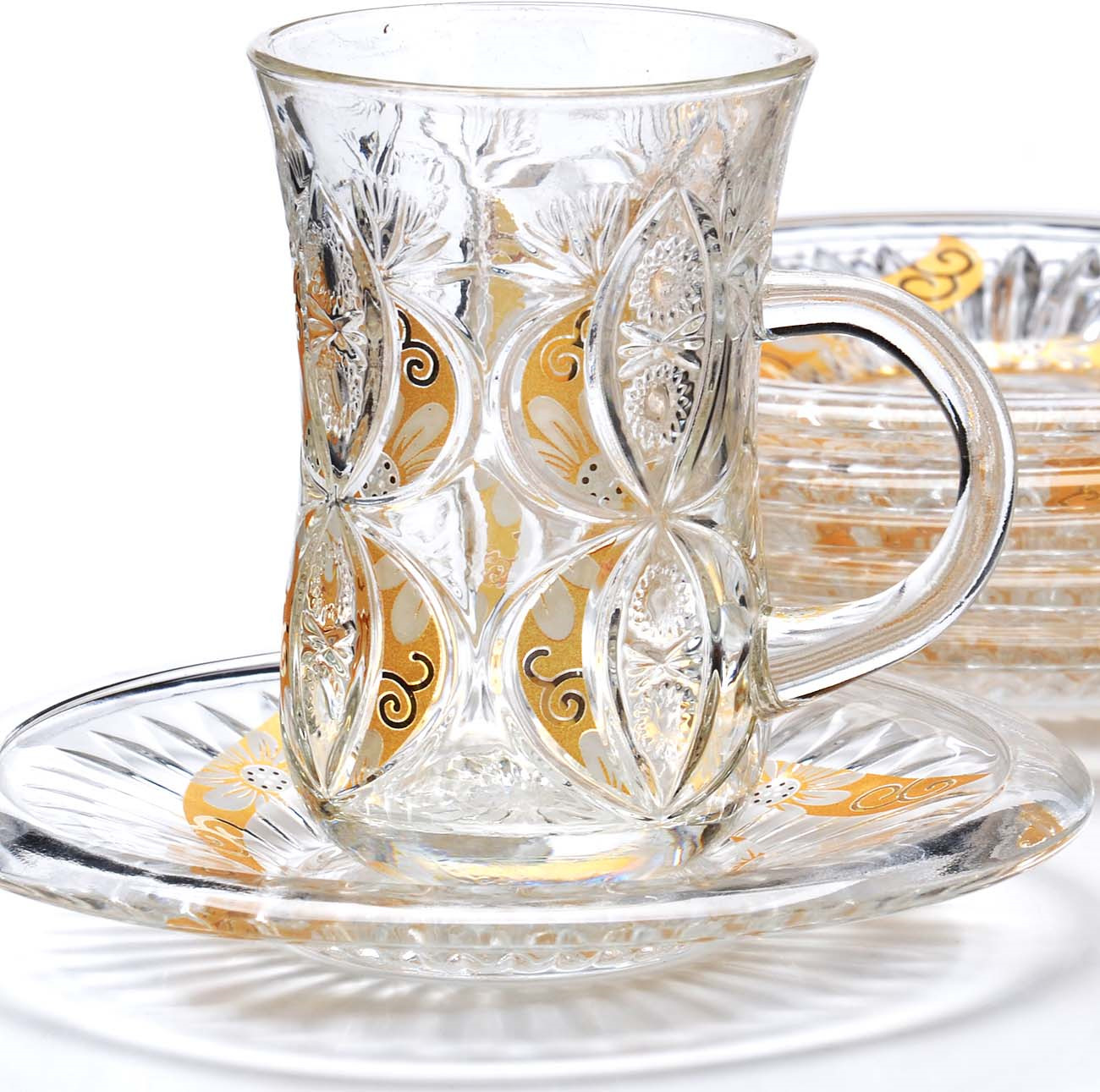 фото Набор чайный Loraine, цвет: прозрачный, желтый, 12 предметов