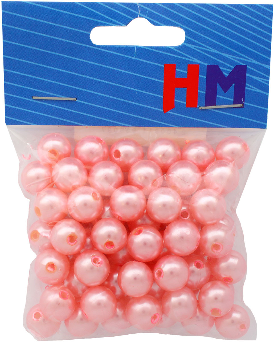 фото Бусины H&M, круглые, цвет: розовый, 10 мм, 25 г