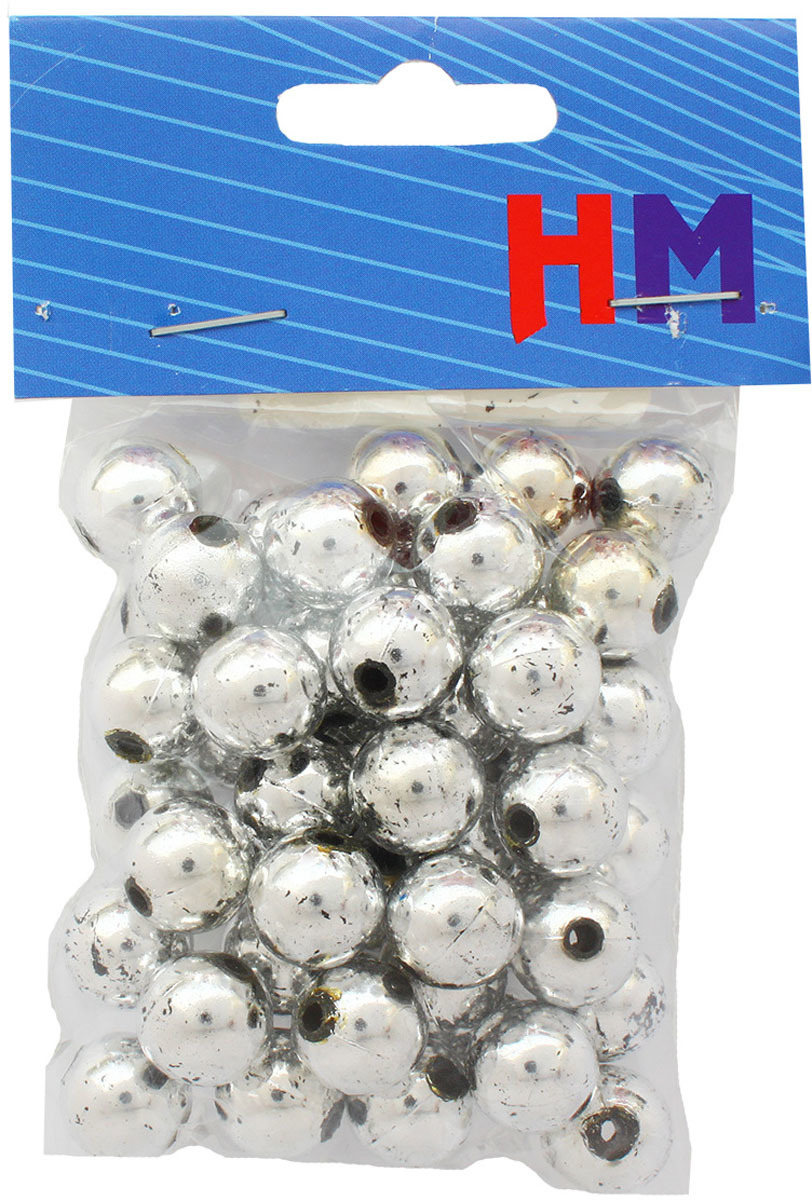 фото Бусины H&M, круглые, цвет: серебристый, 12 мм, 25 г