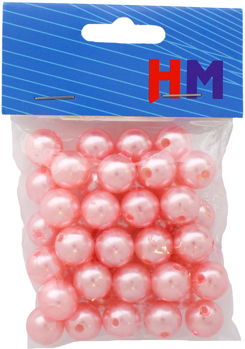 фото Бусины H&M, круглые, цвет: светло-розовый, 12 мм, 25 г
