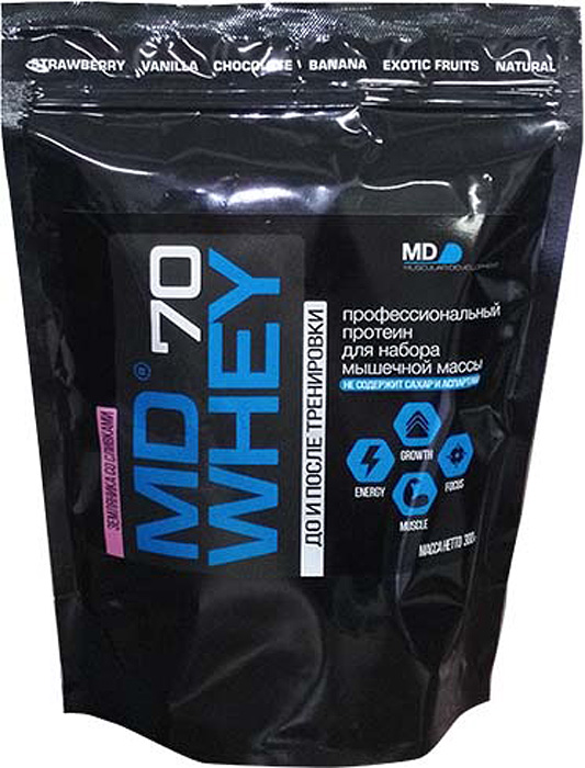 фото Протеин MD Whey 70, земляника со сливками, 300 г