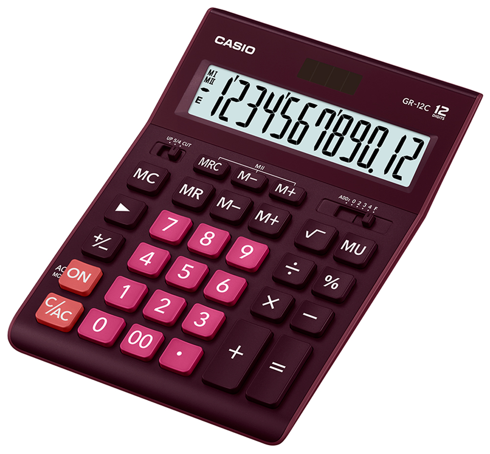 Калькулятор настольный Casio GR-12C-WR цвет бордовый Калькулятор настольный Casio GR-12C-WR цвет бордовый