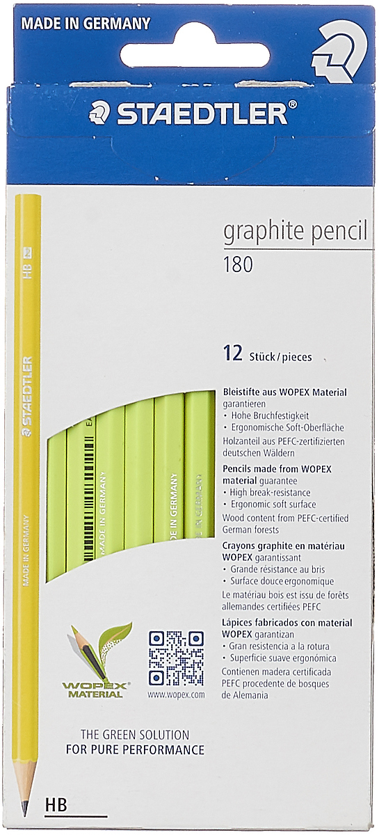 Набор чернографитовых карандашей Staedtler Wopex HB, цвет корпуса: желтый, 12 шт Набор чернографитовых карандашей Staedtler Wopex HB, цвет корпуса: желтый, 12 шт