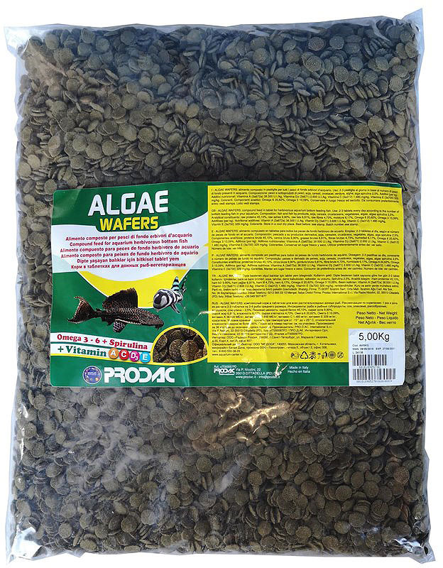 Корм сухой Prodac Algae Wafer, для аквариумных пресноводных рыб, в таблетках, 5 кг
