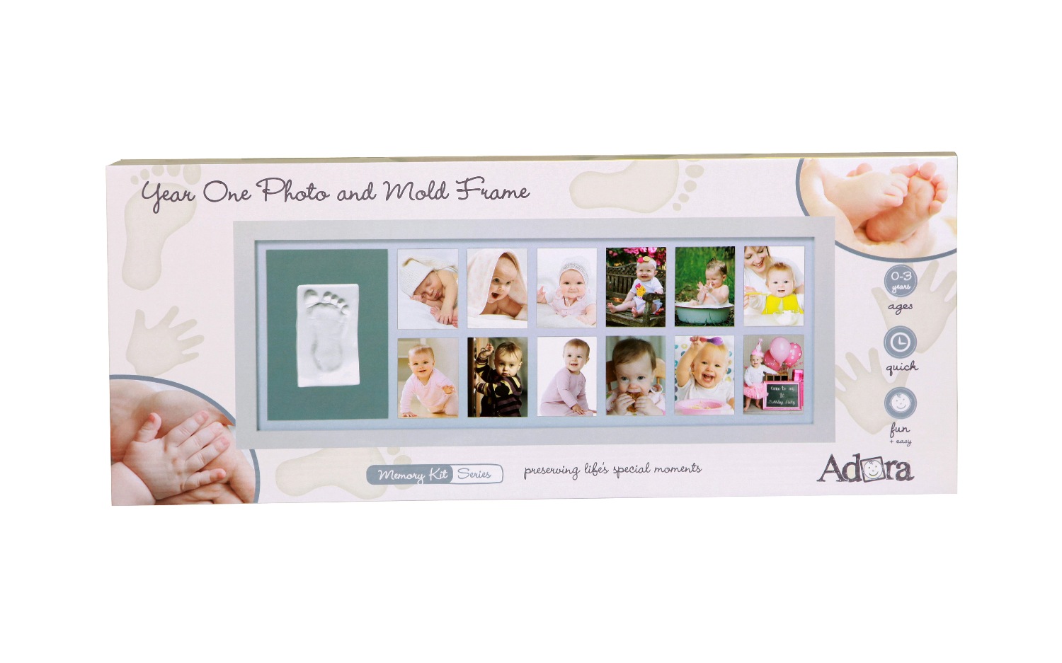 фото Рамка для детского отпечатка "12 месяцев", белая Adora