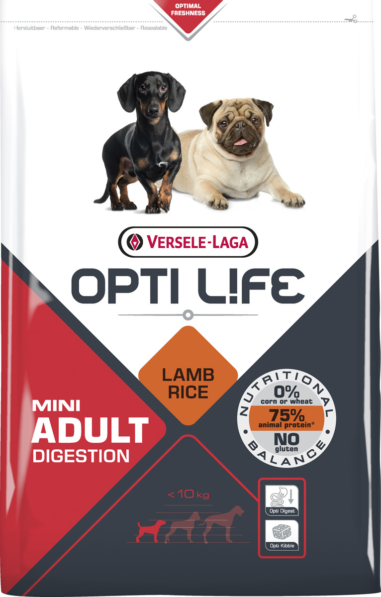 фото Корм сухой Versele-Laga Opti Life, для собак малых пород с чувствительным пищеварением, с ягненком и рисом, 2,5 кг