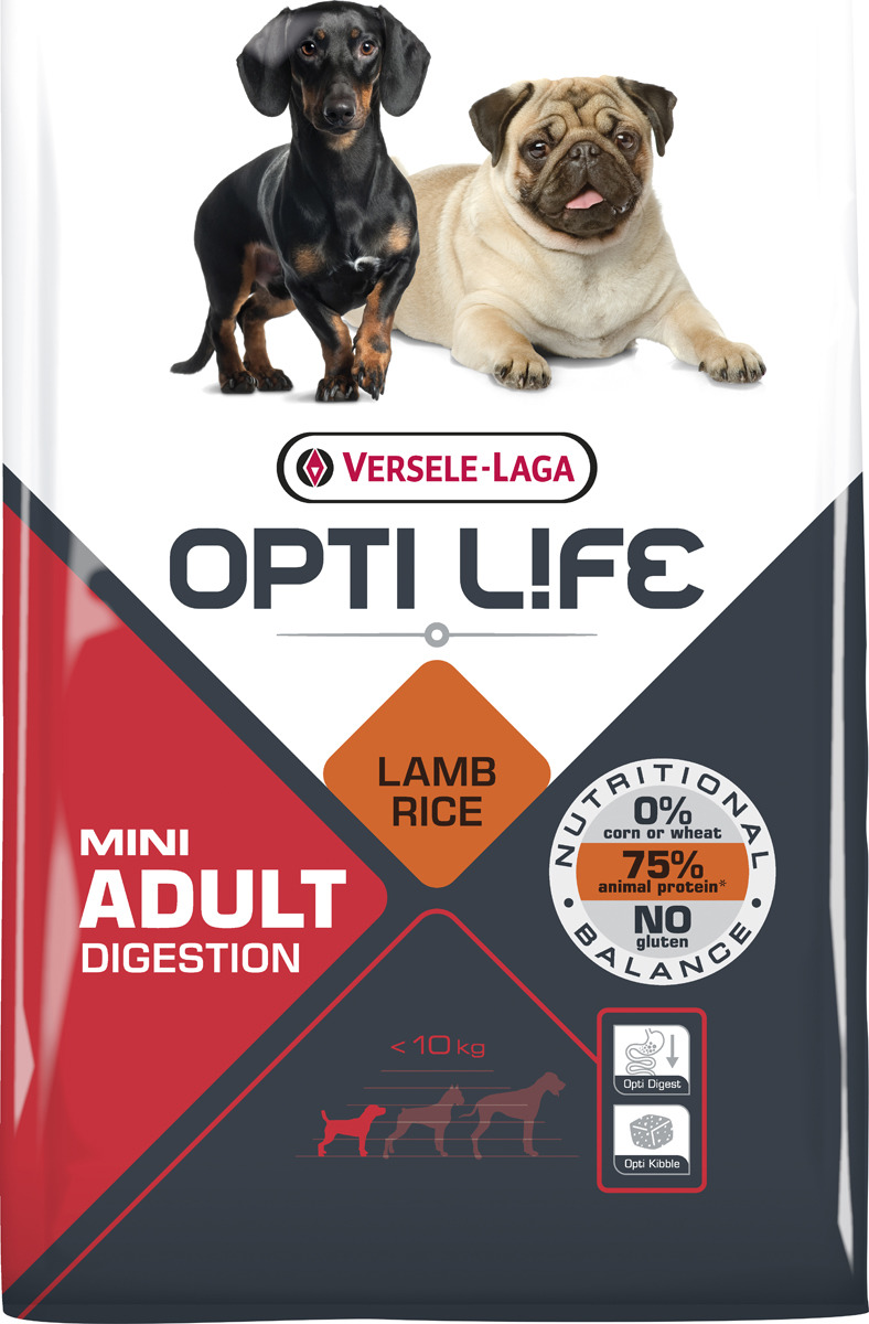 фото Корм сухой Versele-Laga Opti Life, для собак малых пород с чувствительным пищеварением, с ягненком и рисом, 7,5 кг