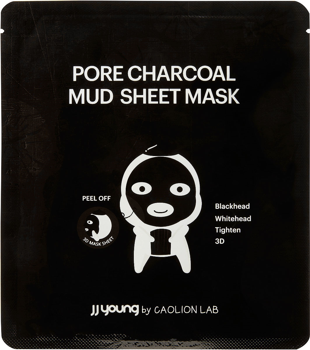 Маска от черных точек JJYong Pore Charcoal Mud Sheet Mask, глиняная, с углем, 25 мл