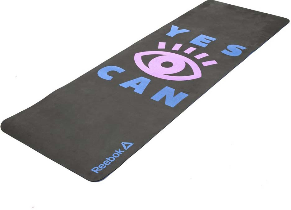 Коврик тренировочный Reebok Yoga Yes I Can, цвет: черный, толщина 4 мм, длина 173 см