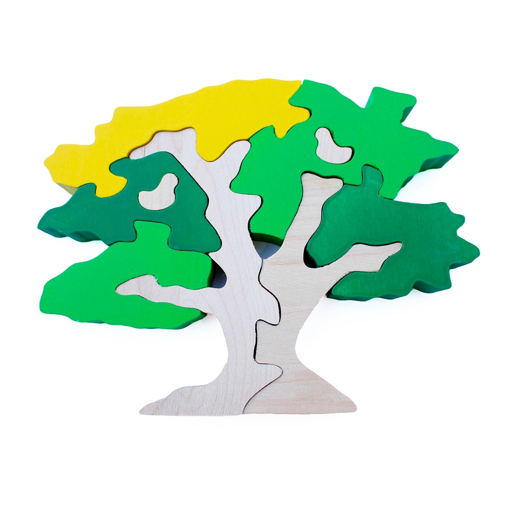 Игровой набор Стеша Деревянный пазл - игрушка для сборки Дерево зеленый, желтый