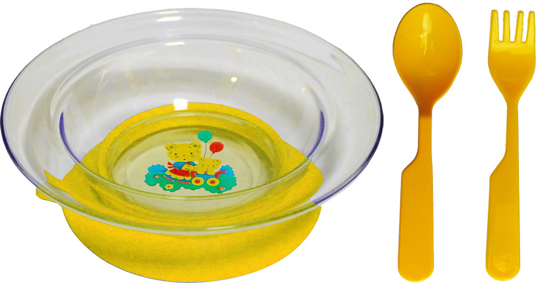 фото Набор детской посуды АртХаус, цвет: желтый, 3 предмета. Р1214