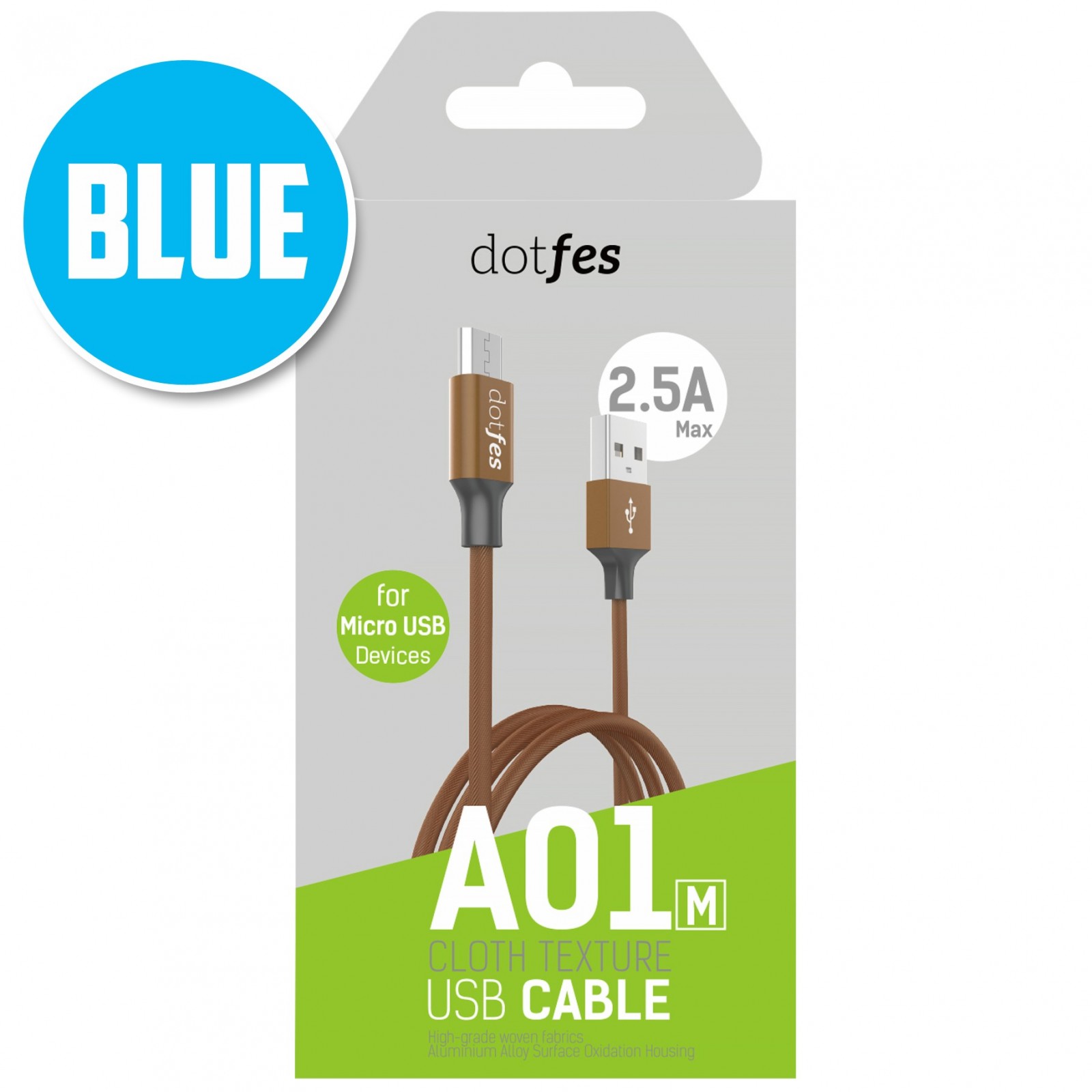 фото USB кабель micro Dotfes A01M (1 м), Blue