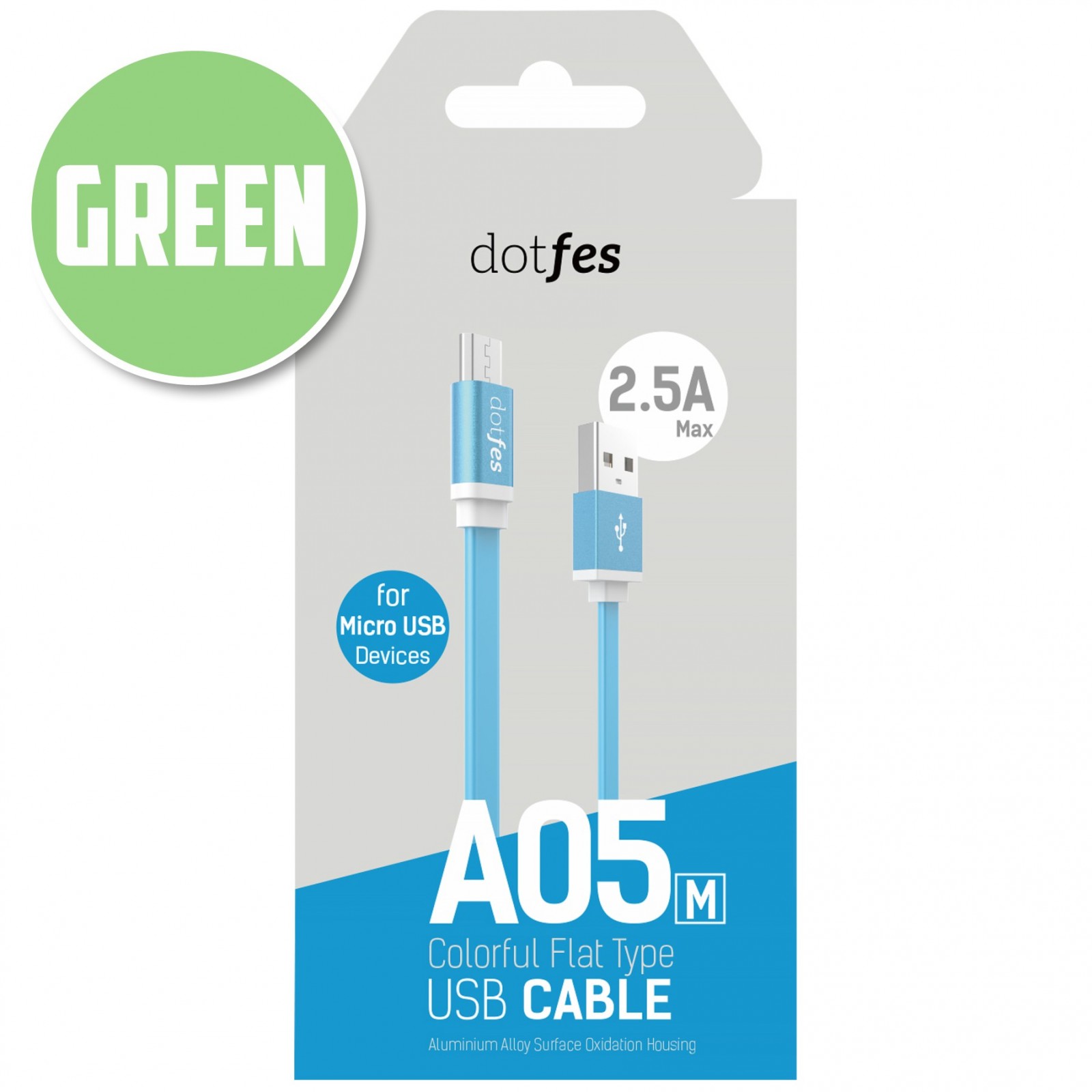 фото USB кабель micro Dotfes A05M (1m), green