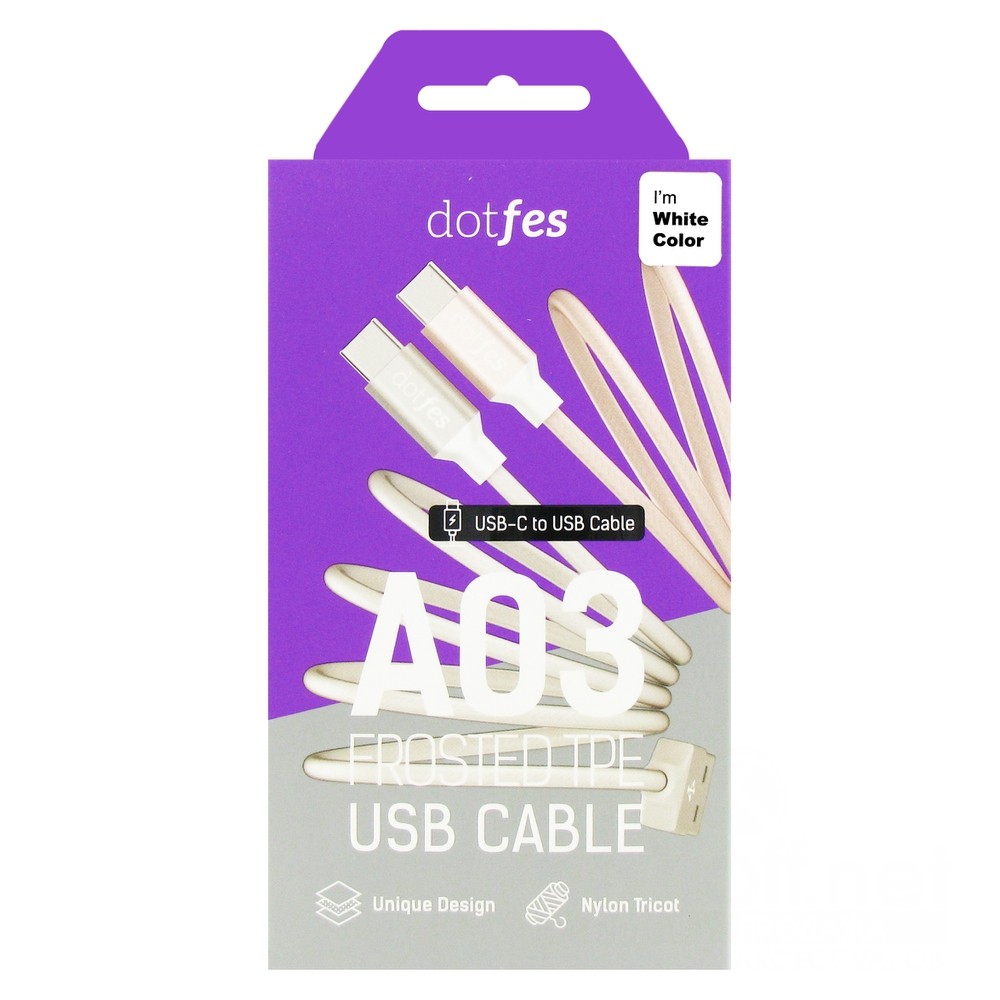 фото USB кабель Type-C Dotfes A03T Frosted (1m), white