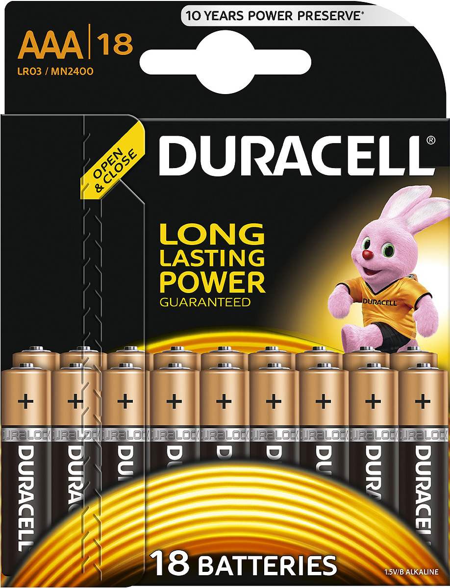 фото Батарейка щелочная Duracell LR03-18BL Basic, тип ААА, 18 шт