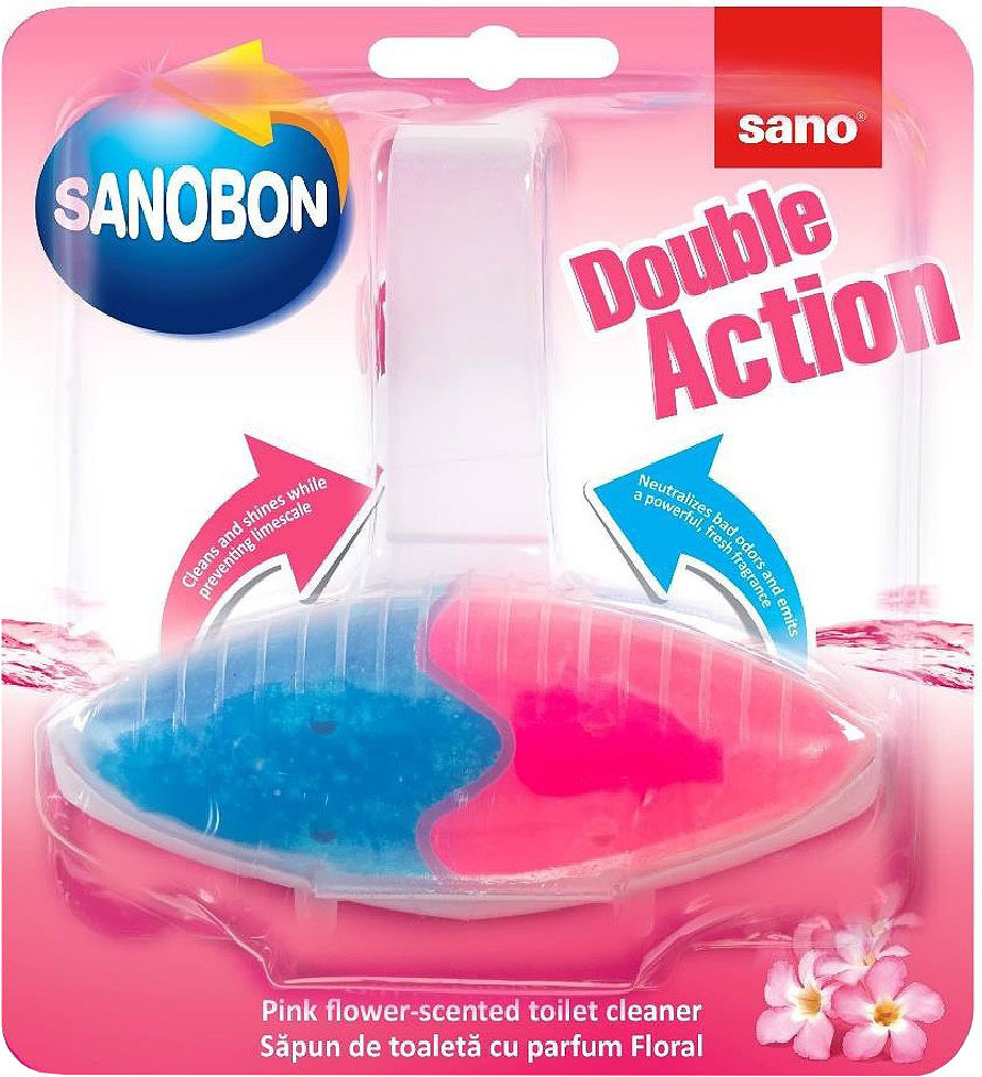 фото Подвеска для унитаза двойного действия Sano Sanobon Double Action Pink Flower, розовый цветок, 55 г