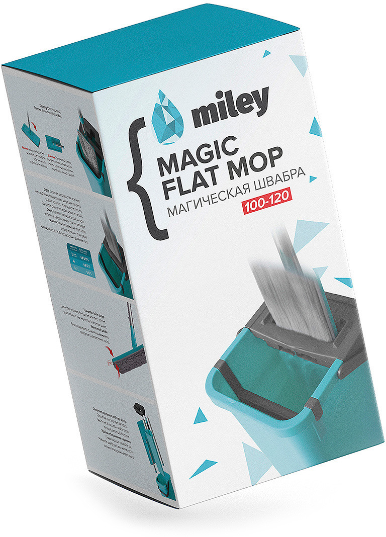 фото Комплект для уборки Miley Magic Flat Mop: швабра, ведро с отжимом, цвет: бирюзовый