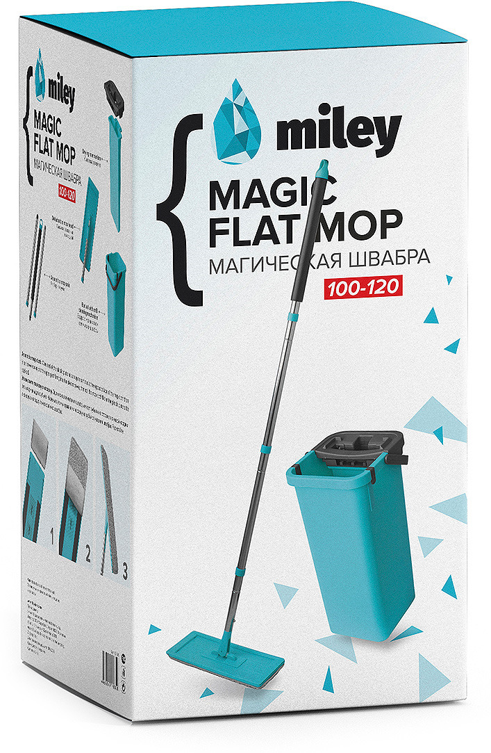 фото Комплект для уборки Miley Magic Flat Mop: швабра, ведро с отжимом, цвет: бирюзовый