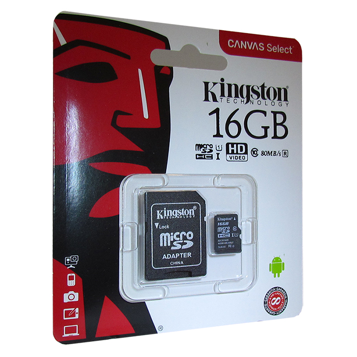 фото Карта памяти Kingston Canvas Select, SDCS/16GB, черный